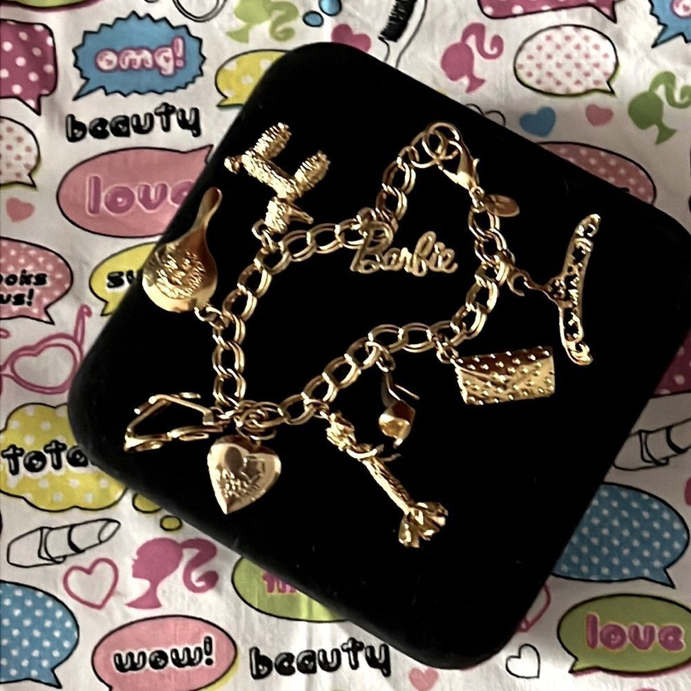 Authentic 1990 Signed Barbie 18kt Gold Plated Charm Bracelet With Heart Locket